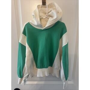 Kids Vintage Color Block Green Cream Hoodie Size Medium 8